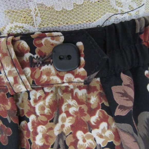 Vintage 1990s black & terracotta floral wrap midi skirt & scarf sz. 16 - Picture 8 of 14
